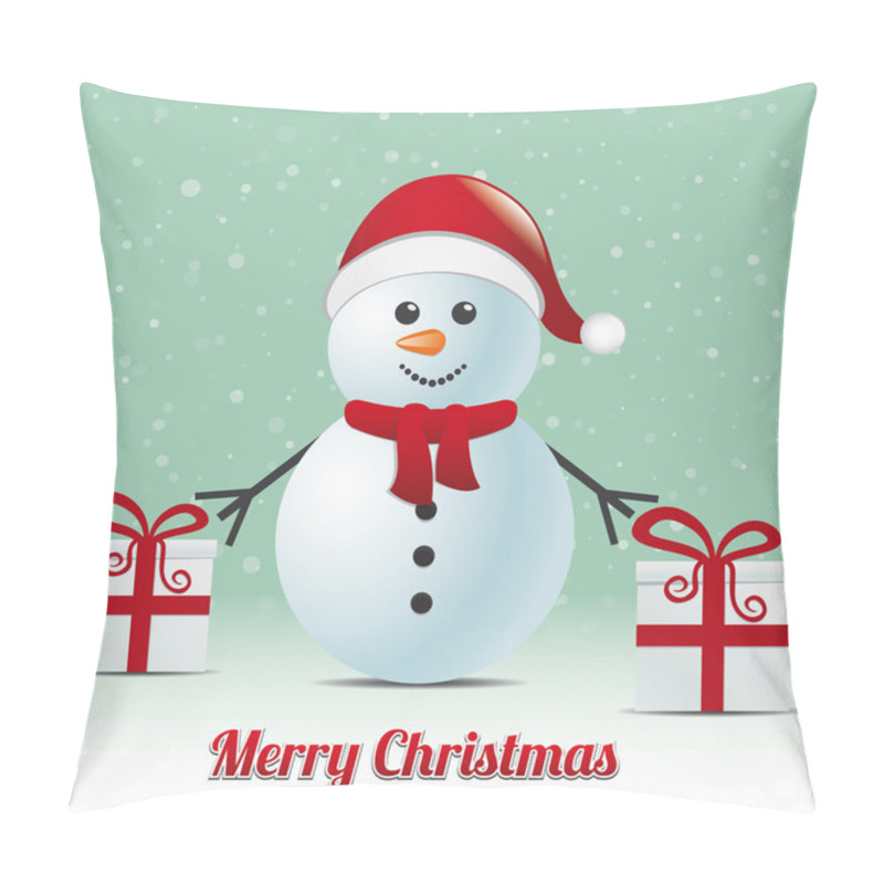 Personality  Snowman Gift Snowy Winter Background Merry Christmas Pillow Covers