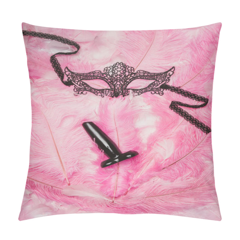 Personality  Butt Plug And Black Mask On Pink Feathers Pillow Covers