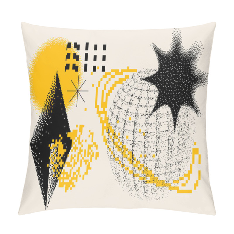 Personality  Universal Trend Textured Geometric Shapes Set Juxtaposed With Bright Bold Elements Composition. Design Objects For Magazine, Leaflet, Billboard, Sale Pillow Covers