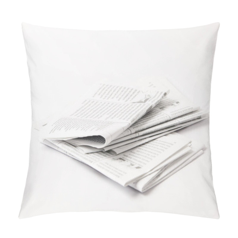 Personality  Heap Of Black And White Newspapers, Isolated On White Pillow Covers