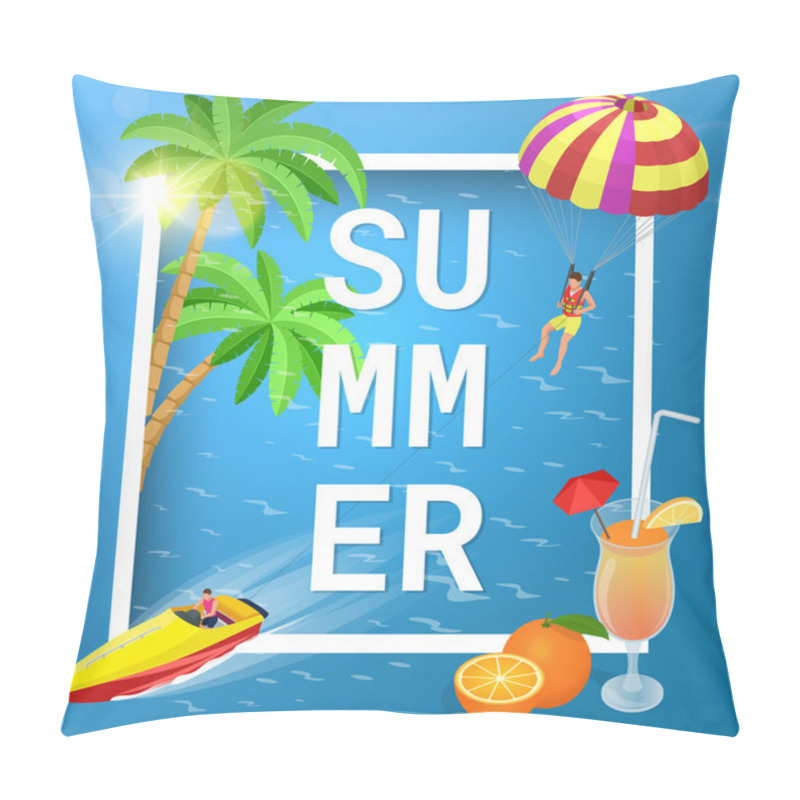 Personality  Summer Concept Of Sandy Beach. Idyllic Travel Background. Flat 3d Vector Isometric Illustration. Pillow Covers