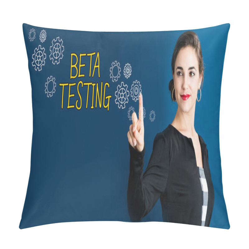 Personality  Beta Testing Text With Woman Pillow Covers