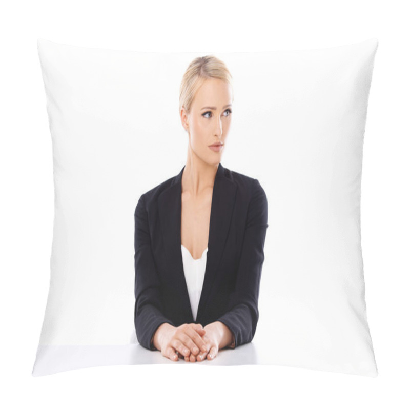 Personality  Sitting Office Woman Looking To Her Left Side Pillow Covers