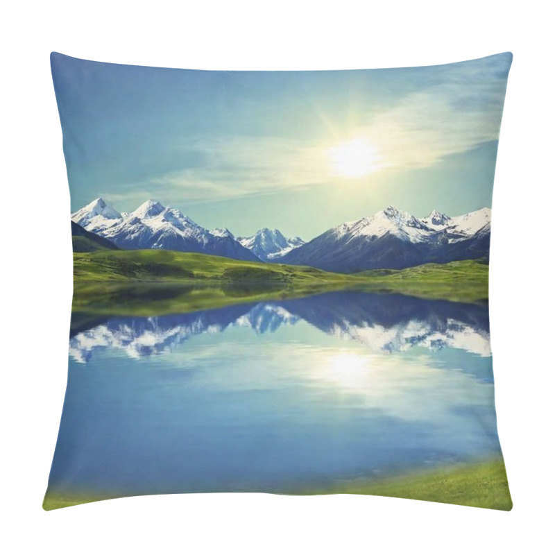 Personality  Surreal Dreamscapes,  A Landscape Where Mountains Float, Casting Moving Shadows On A Vibrant Grassland. Pillow Covers