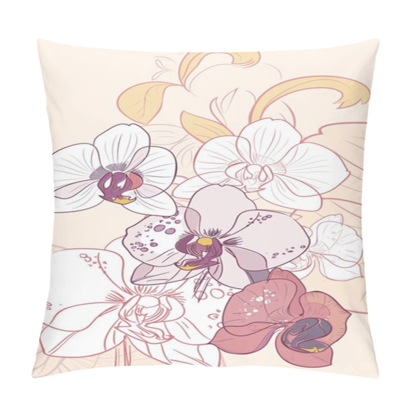 Personality  Background With Orchids Pillow Covers