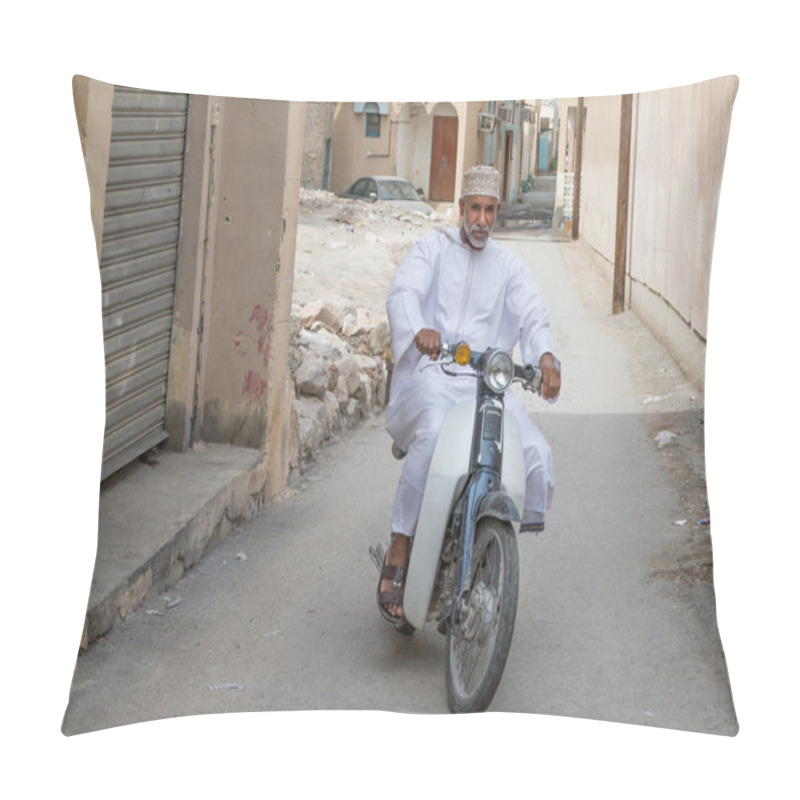 Personality  Man Ridding On Bike In Nizwa Pillow Covers