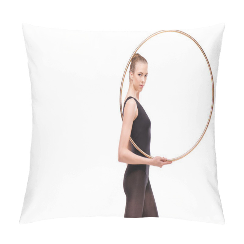 Personality  Rhythmic Gymnast With Hoop Pillow Covers