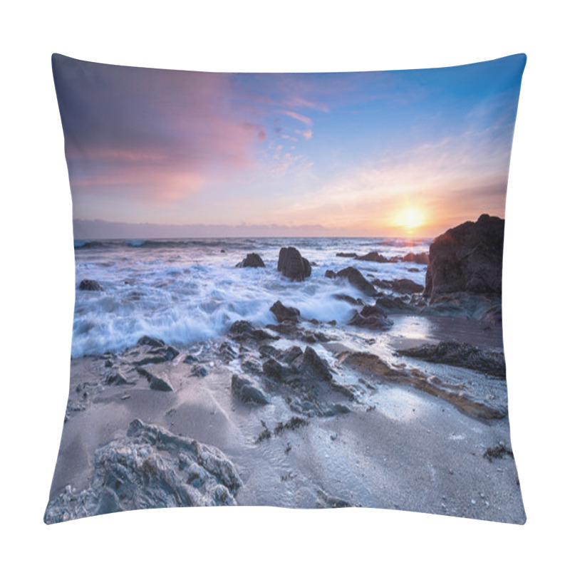 Personality  Sunset At Finnygook Beach In Cornwall Pillow Covers