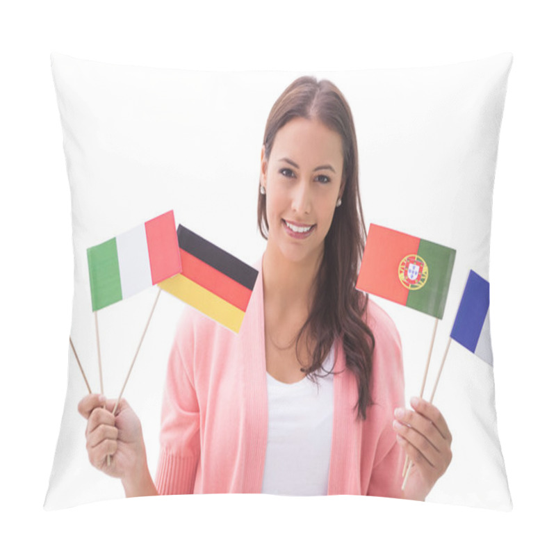 Personality  Woman Holding Flags Pillow Covers