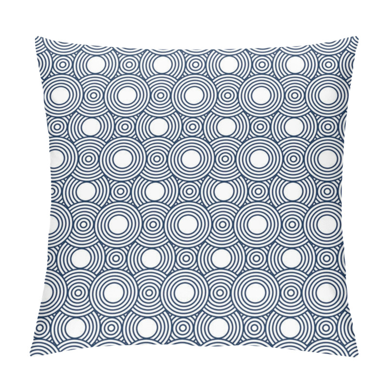 Personality  Navy Blue And White Circles Tiles Pattern Repeat Background  Pillow Covers