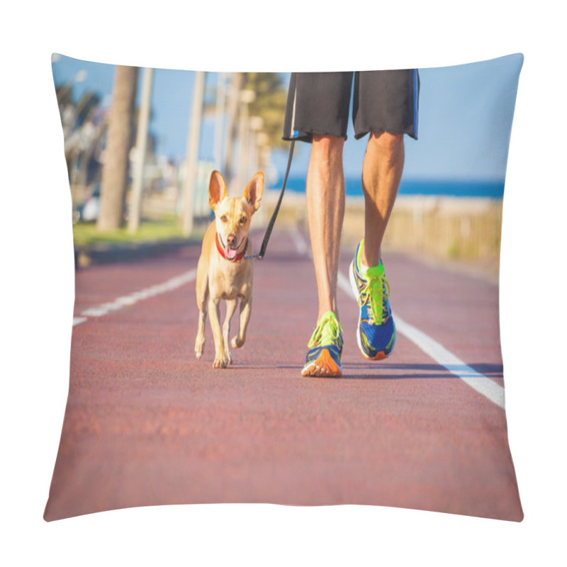 Personality  Dog And Owner Walking  Pillow Covers