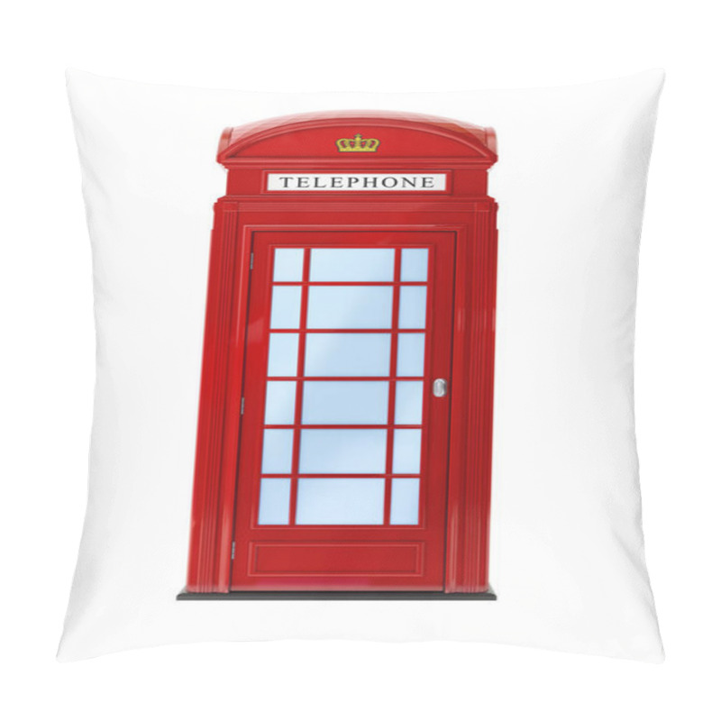 Personality  Typical London Phone Booth Isolated On White Background Pillow Covers