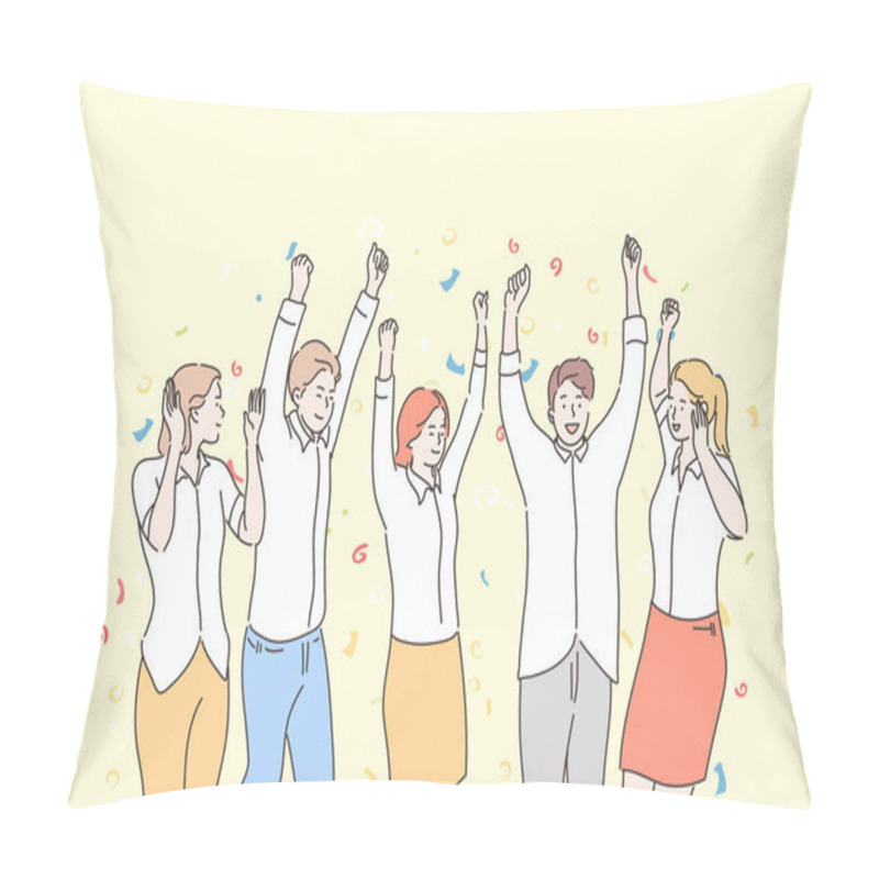 Personality  Business, Team, Celebration, Success, Goal Achievement Concept Pillow Covers