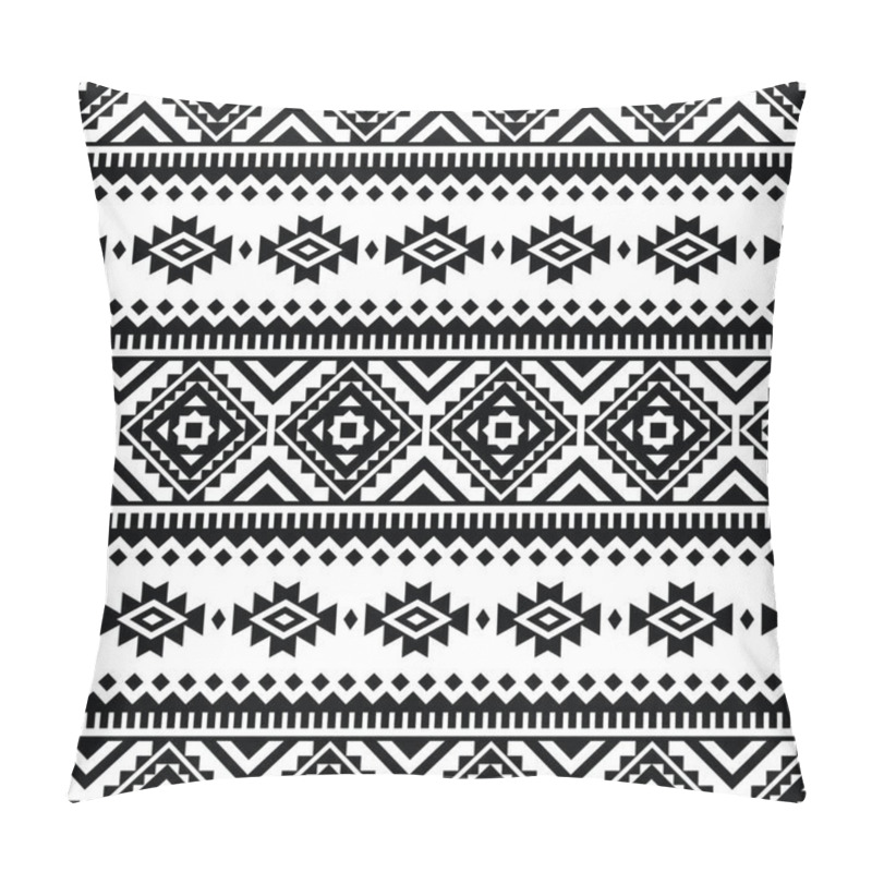 Personality  Tribal Seamless Vector Texture. Ethnic Style Geometric Abstract Pattern. Black And White Colors. Design For Textile, Template, Fabric, Weave, Cover, Carpet, Decoration, Tile. Pillow Covers