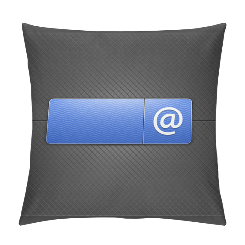 Personality  White At Sign On Blue Rounded Rectangle Web Button. Glowing Shape With Drop Shadow On Black Metal Background. This Vector Illustrations Saved In 10 Eps. See More Internet Button In My Gallery Pillow Covers