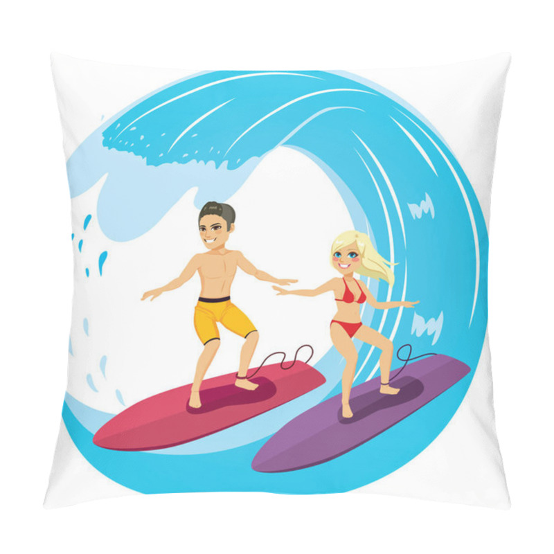 Personality  Couple Surfing Pillow Covers