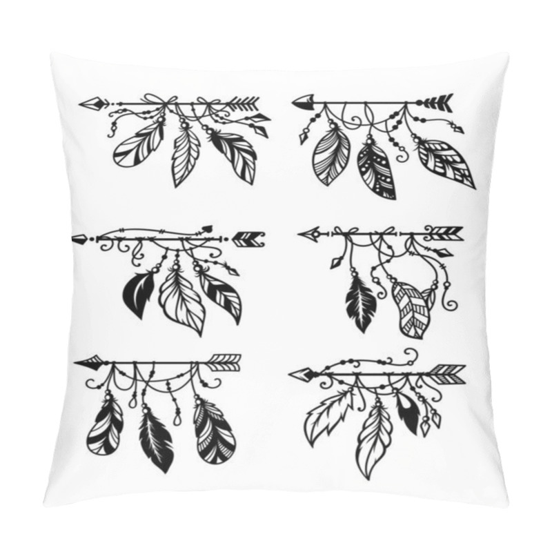 Personality  Set Of Ethnic Boho Arrow With Feather Pillow Covers