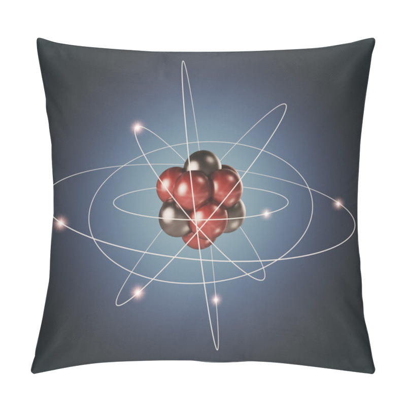 Personality  Atom. Elementary Particle. 3D Background Of Nuclear Physics Pillow Covers