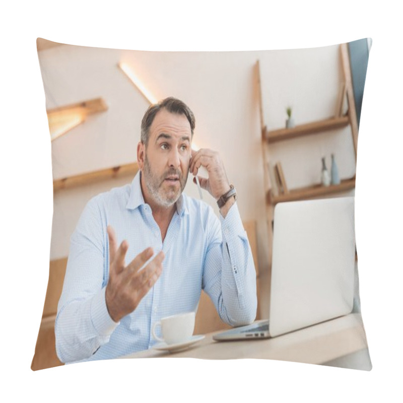 Personality  Businessman Talking By Phone Pillow Covers