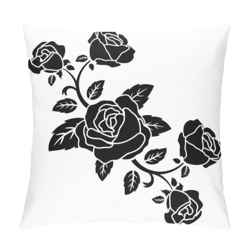 Personality  Silhouette Black Rose Flower Decoration Vector Illustration Background Pillow Covers