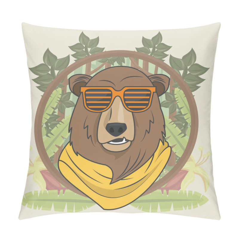 Personality  Funny Bear Grizzly With Sunglasses Cool Style Pillow Covers