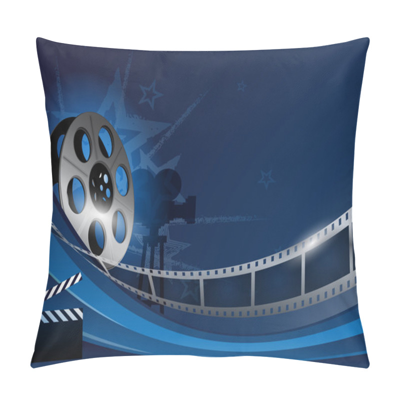 Personality  Blue Abstract Film Reel Movie Background Pillow Covers