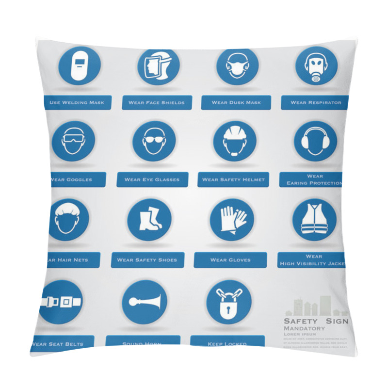 Personality  Mandatory Safety Sign Icons Set Pillow Covers