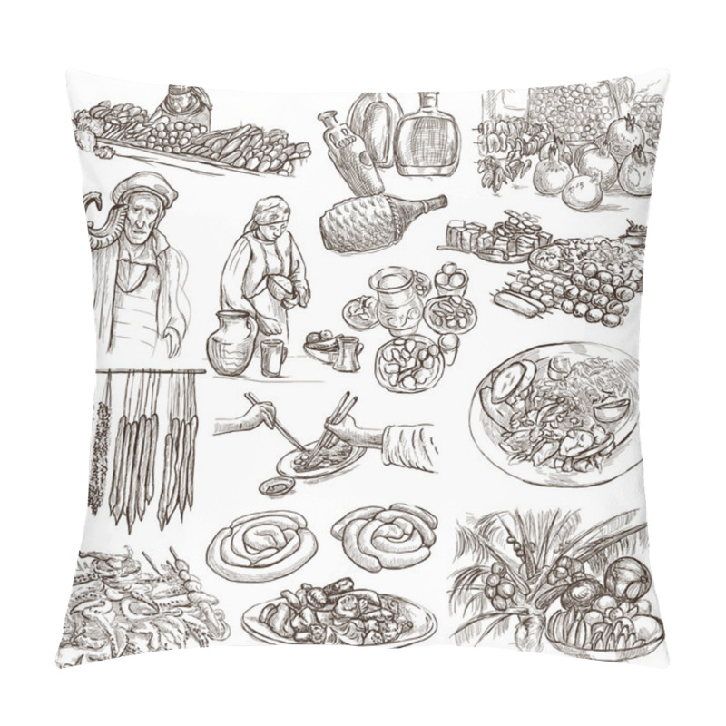 Personality  Food And Drinks - Full Sized Illustrations Pillow Covers