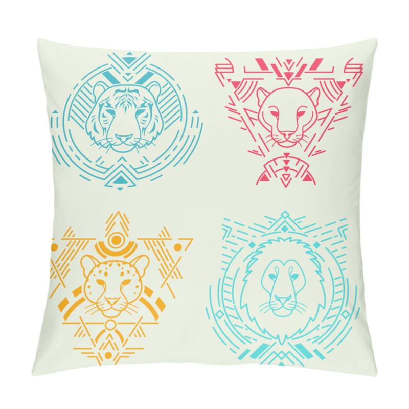 Personality  Animal Heads In Frames Pillow Covers