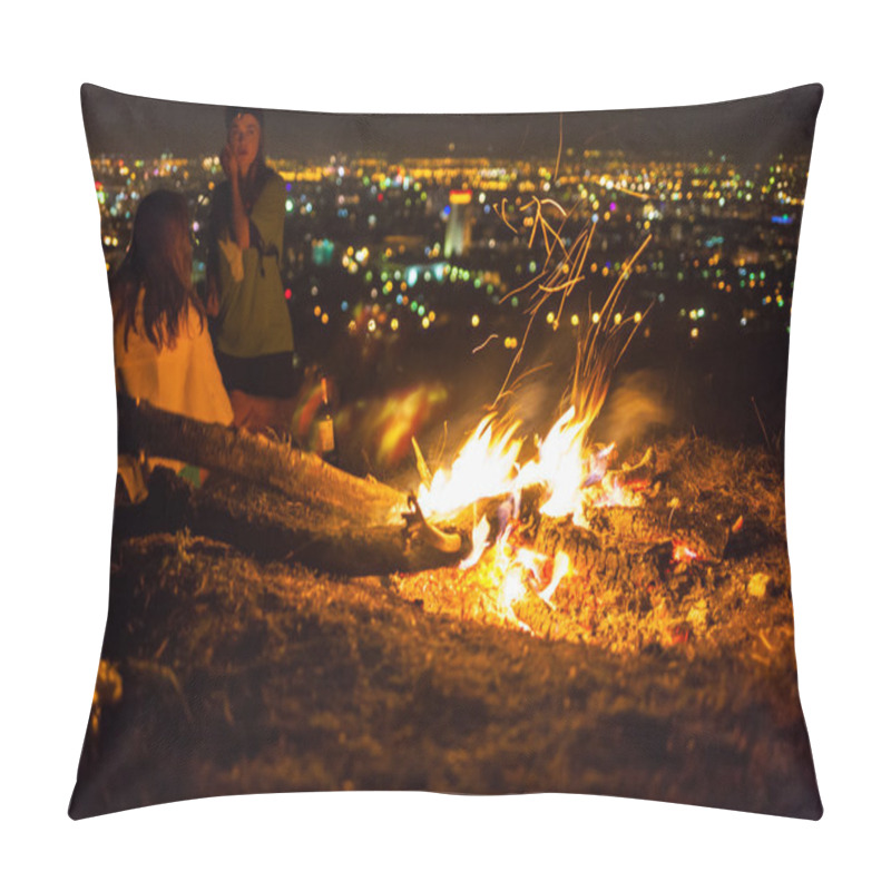 Personality  Bonfire In A Camp In The Mountains Pillow Covers