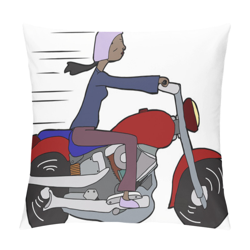 Personality  Woman Riding Motorcycle Pillow Covers