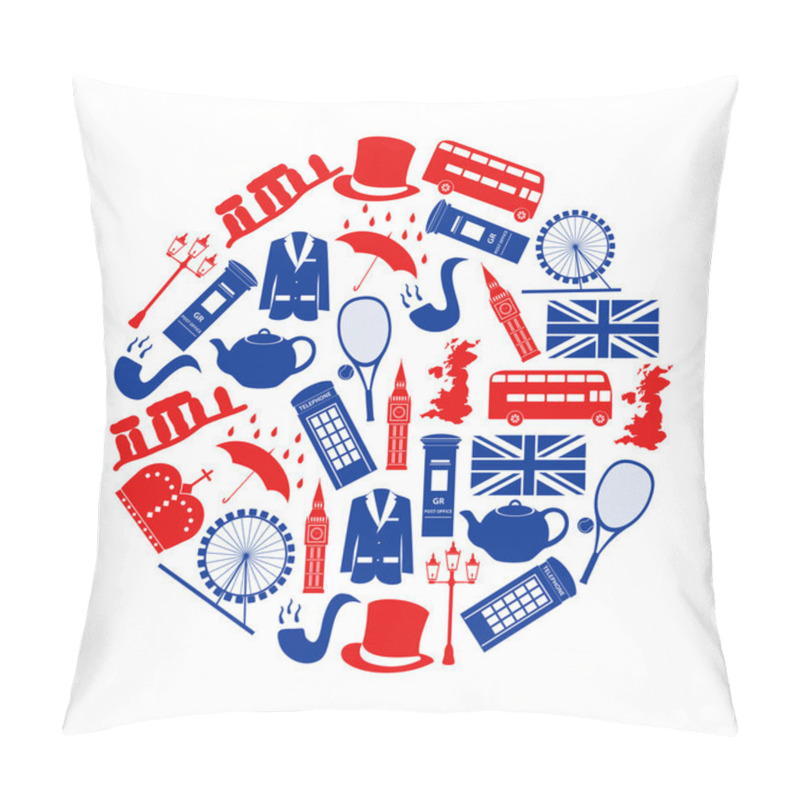 Personality  United Kingdom Country Theme Symbols And Icons In Circle Eps10 Pillow Covers