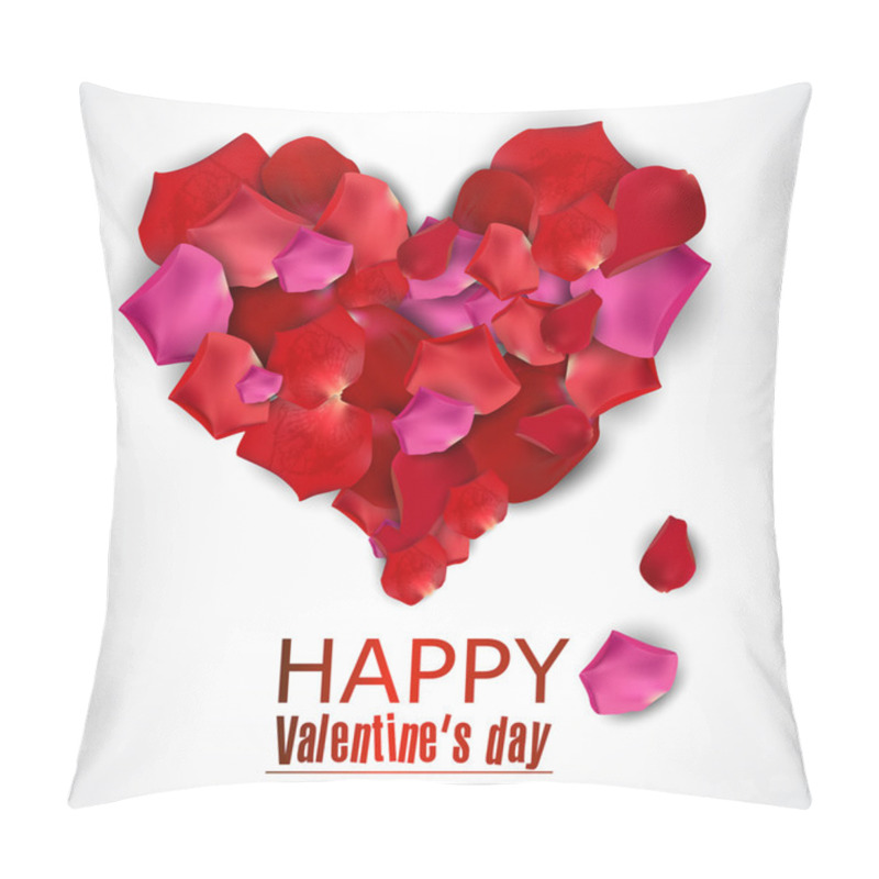 Personality  Beautiful Heart Made From Rose Petals On White. Vector Backgroun Pillow Covers