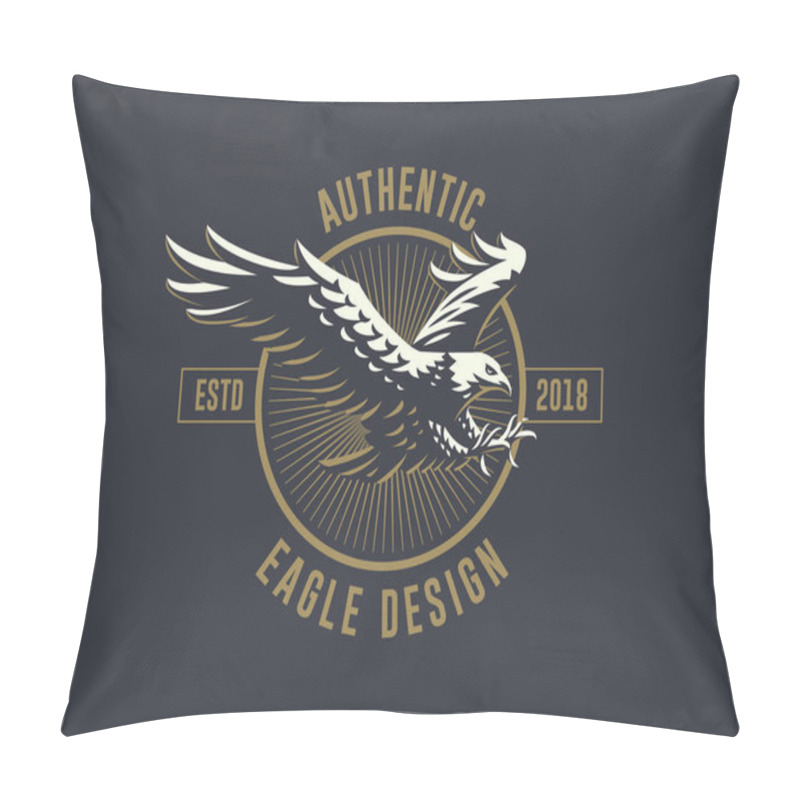 Personality  The Flying Eagle. Vector Emblem. Pillow Covers