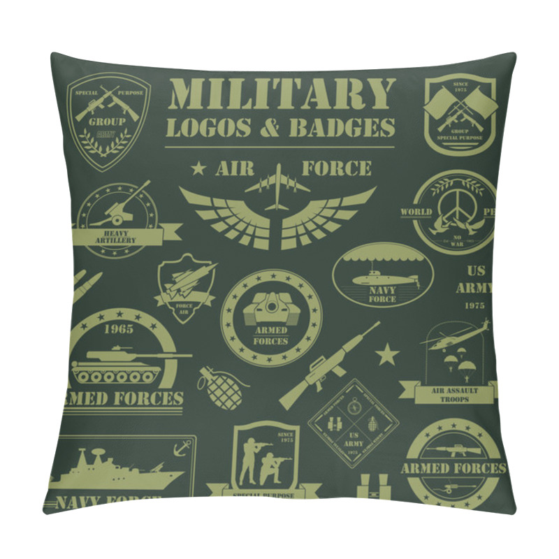 Personality  Military And Armored Vehicles Logos And Badges. Graphic Template Pillow Covers