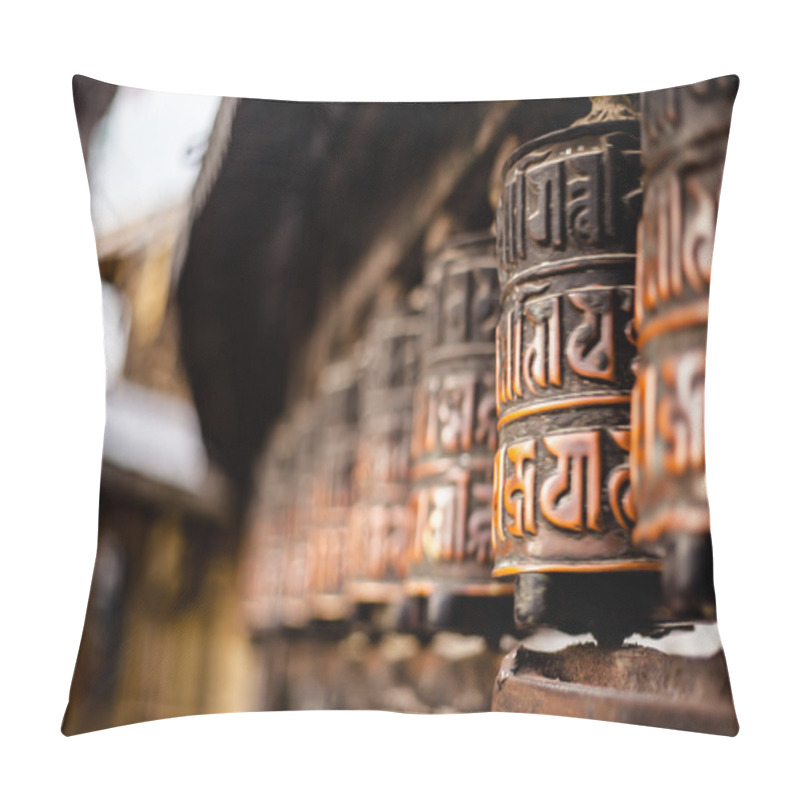 Personality  Prayer Wheels In Nepal Pillow Covers