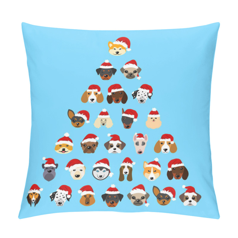 Personality  Set Different Breeds Of Dogs In Hats Of Santa Claus, Symbols New Year 2018 Pillow Covers