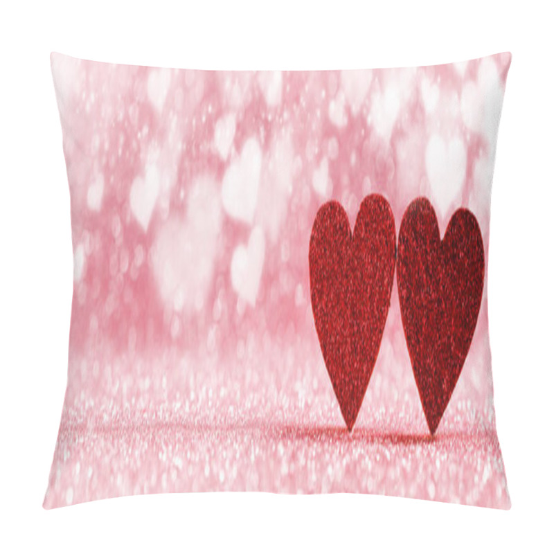 Personality  Two Red Hearts On Bokeh Background Pillow Covers