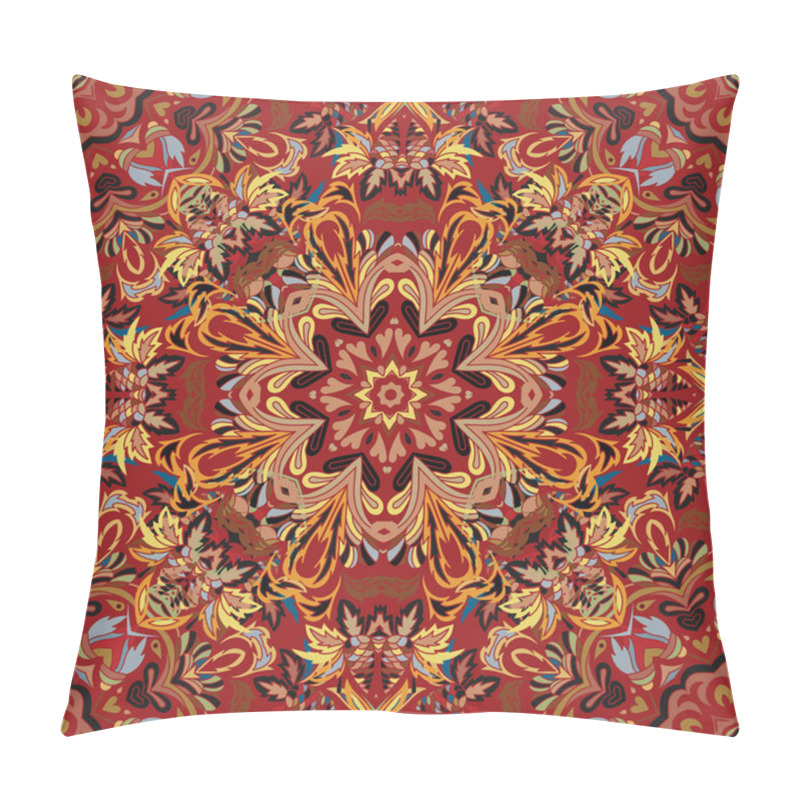 Personality  Floral Pattern Flourish Tiled Oriental Ethnic Background. Arabic Ornament With Fantastic Flowers And Leaves. Wonderland Motives Of The Paintings Of Ancient Indian Fabric Patterns. Pillow Covers