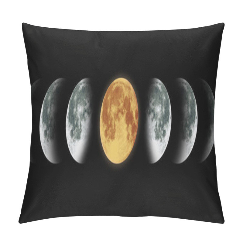 Personality  Moon Lunar Cycle In Night Sky. NASA. Pillow Covers