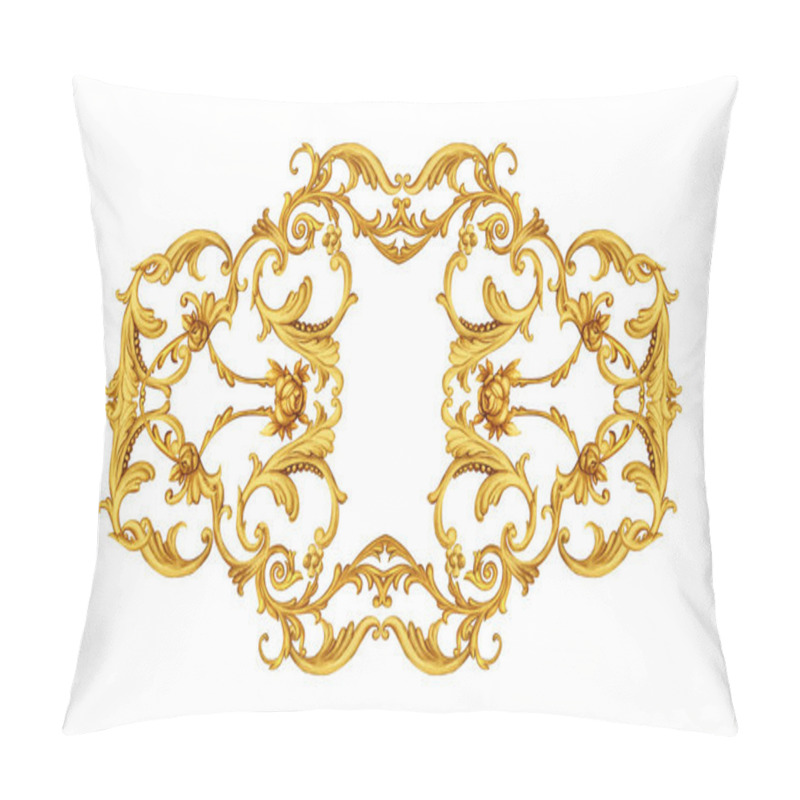 Personality  Golden Arabesque With Golden Scrolls And Roses Pillow Covers