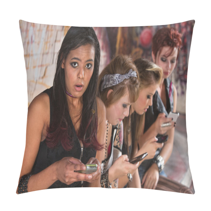 Personality  Worried Female Texting Pillow Covers