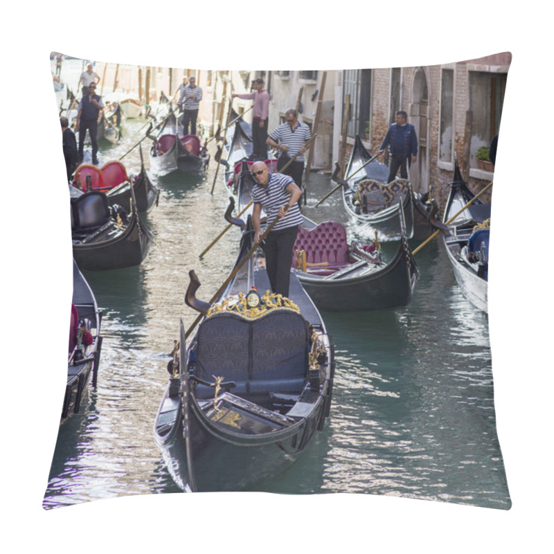 Personality  Gondolas On Canal By Buildings, Venice, Veneto, Italy Pillow Covers