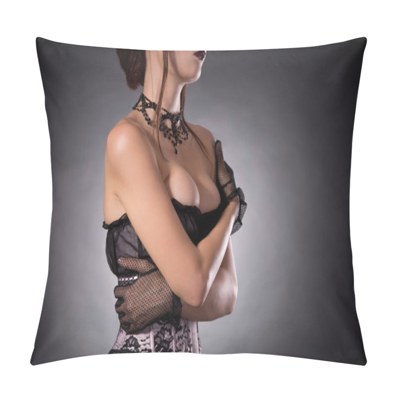 Personality  Busty Woman In Victorian Corset Pillow Covers