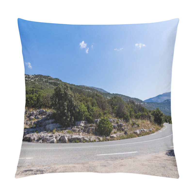 Personality  Empty Winding Road In Scenic Mountains, Provence, France  Pillow Covers