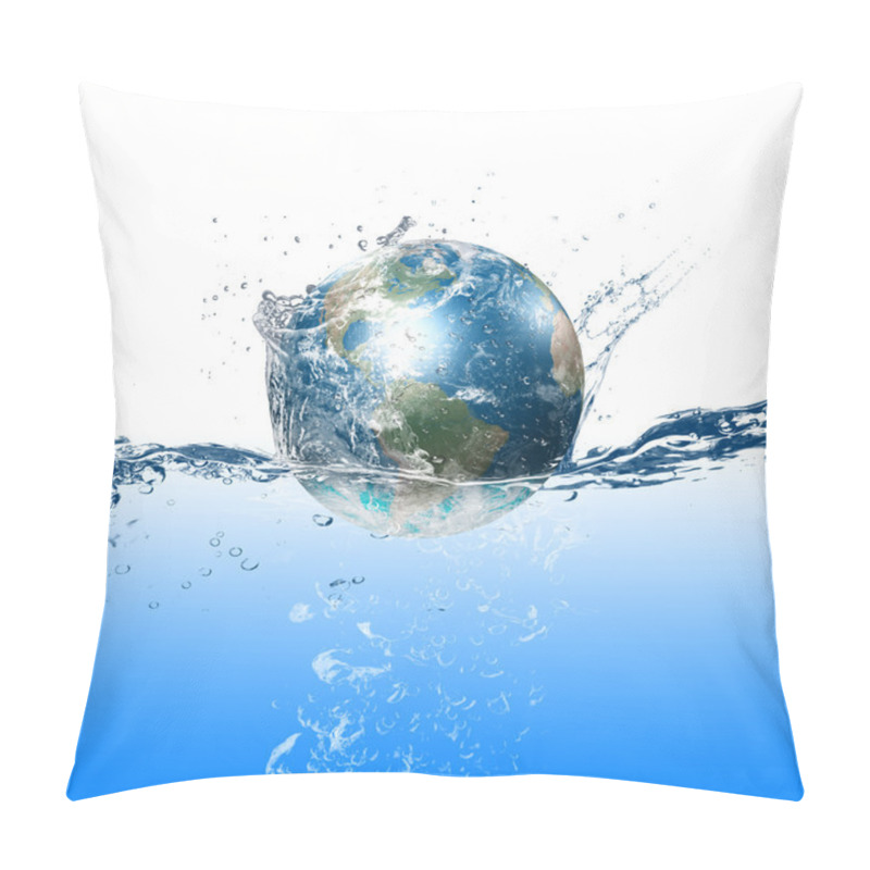 Personality  Our Planet Earth Is In A Blue Spray Of Clean Water. Pillow Covers