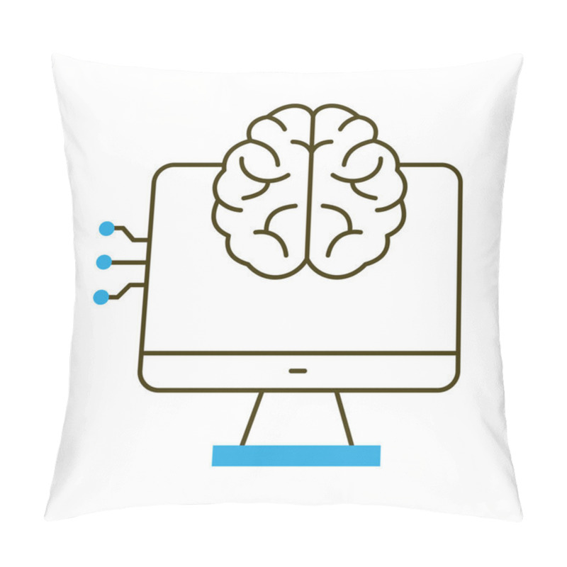 Personality  Intelligent AI Computing Interface Vector Icon Design, User Interface, Machine Learning, Neural Networks, Smart Technology Pillow Covers