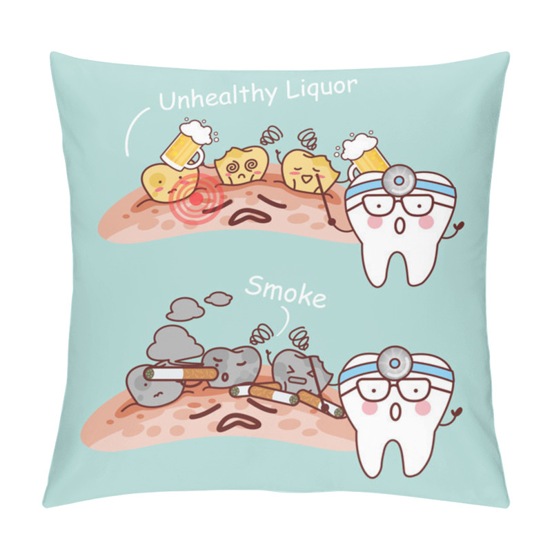 Personality  Tooth With Beer And Smoke Pillow Covers