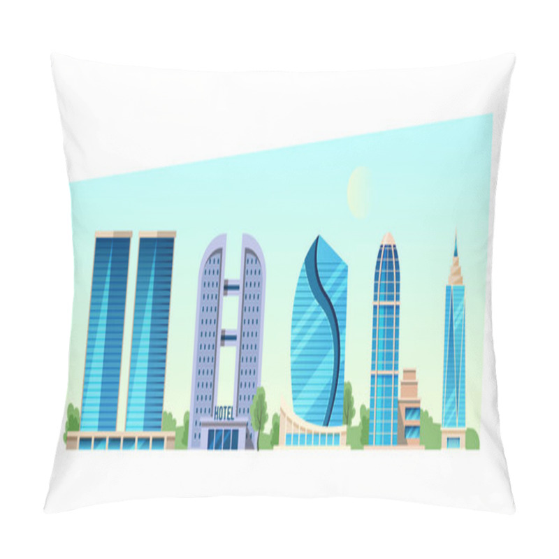 Personality  City Downtown With Modern High-rise City Skyscrapers. Office City Apartment Buildings, High-rise House Residential, Tower City Business Architecture, Popular Business Centers, Other Real Estate Vector Pillow Covers