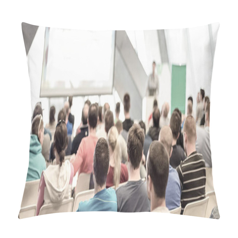 Personality  Male Speeker Having Talk At Public Event. Pillow Covers